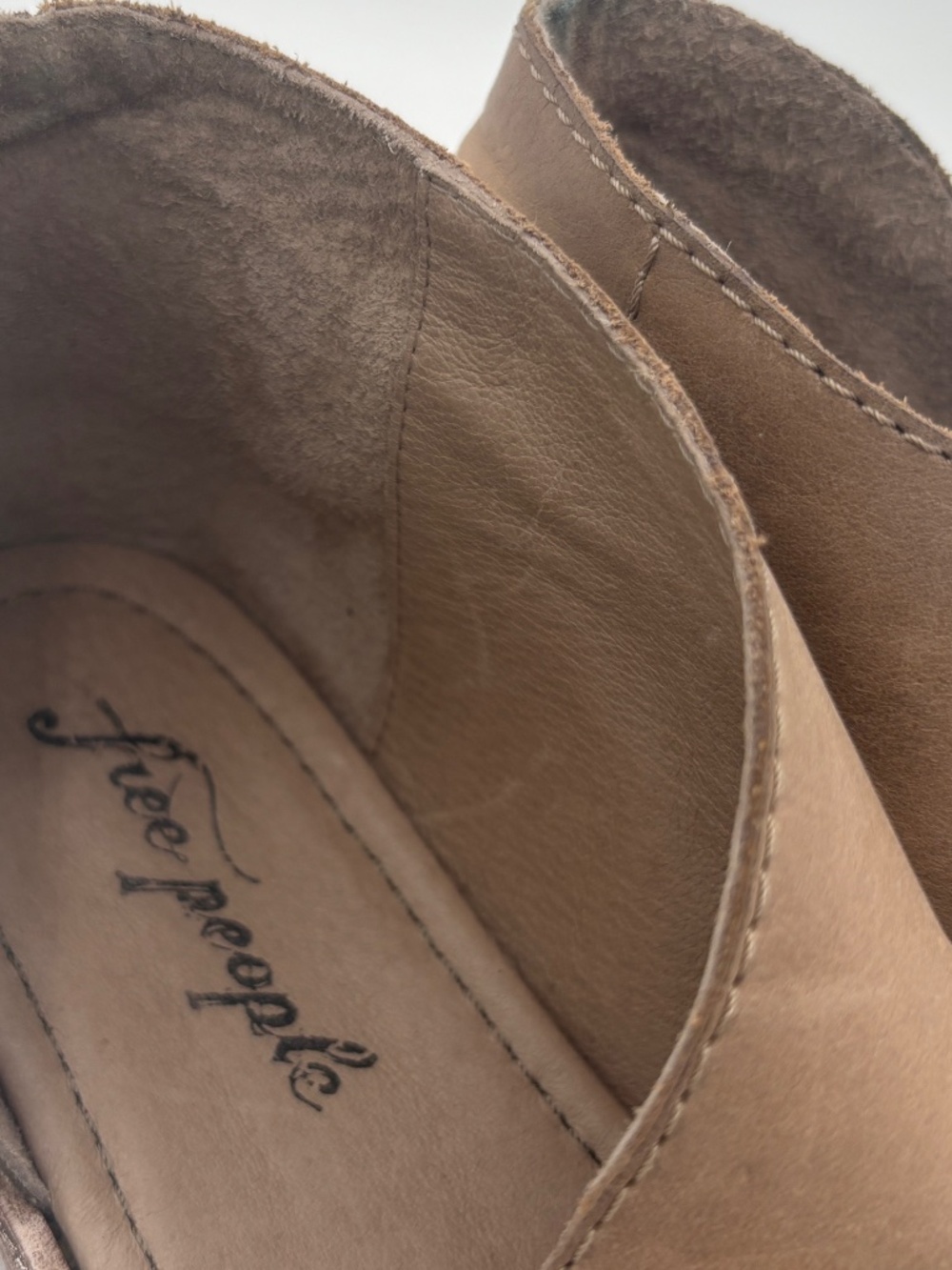 Free People Mont Blanc Asymmetrical Sandal Dove Grey Taupe Size 37.5 US 7-7.5 - Picture 12 of 12
